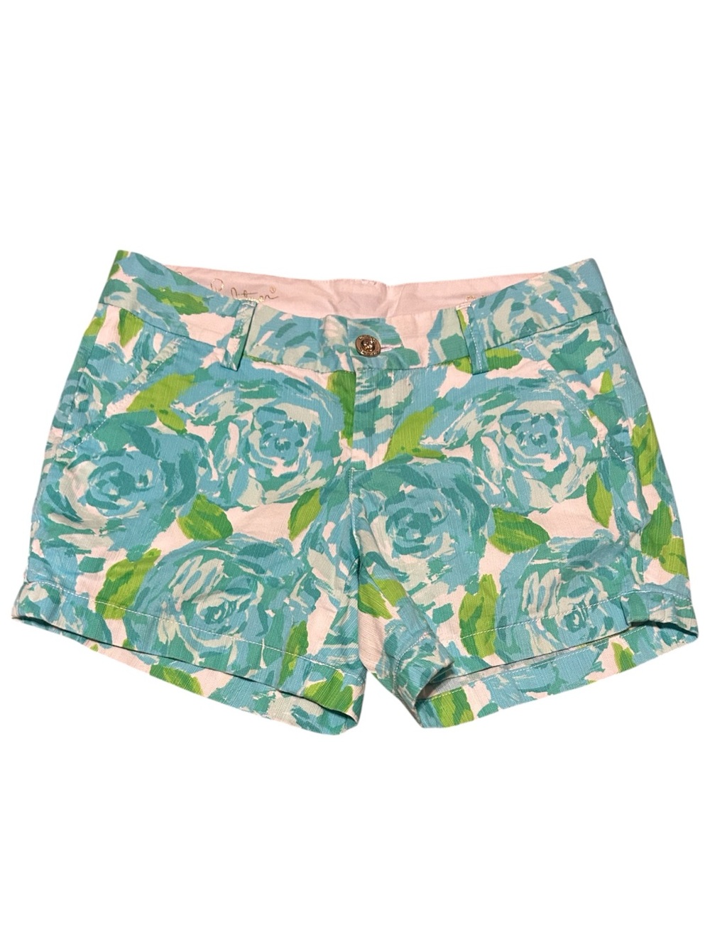 Lilly Pulitzer Callahan Shorts Size 2 Blue Green Floral Print Shorts